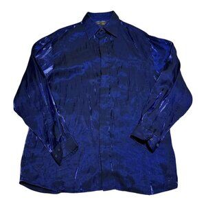 J Vital Shiny Purple Rayon Blend Long Sleeve Button Down‎ Shirt Men’s Large